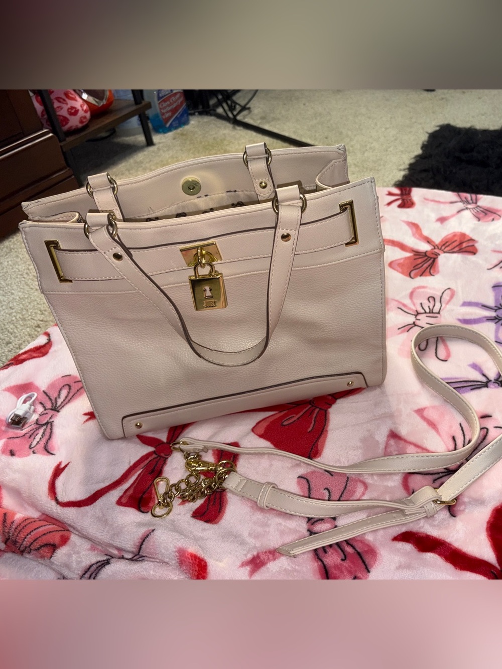 Juicy Couture Pale Pink Tote with Gold Lock Hardware